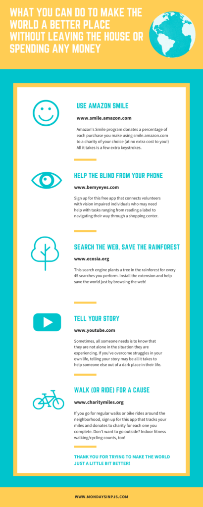 Mondays in PJs infographic, what you can do to help the world